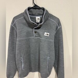 North Face Mens 1/4 Snap Pullover Gray - Sz L